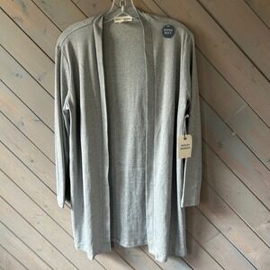 Wild Indigo Womens Super Soft Open Front Cardigan Gray Long Sleeve LK9028 Size S